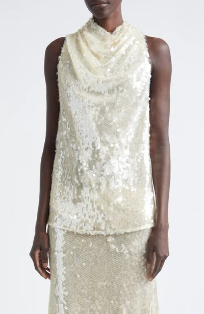 Altuzarra Sleary Sequin Cowl Neck Top In Neutral