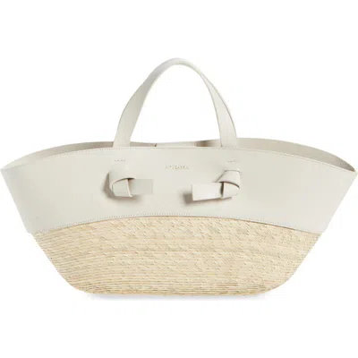 ALTUZARRA ALTUZARRA SMALL KNOT STRAW & LEATHER TOTE