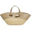 ALTUZARRA ALTUZARRA SMALL KNOT STRAW & LEATHER TOTE