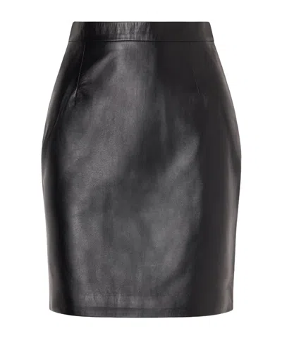 Altuzarra Solid Color Leather Mini Skirt In Black