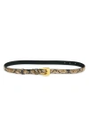Altuzarra Square Buckle Snakeskin Embossed Leather Belt In Brown