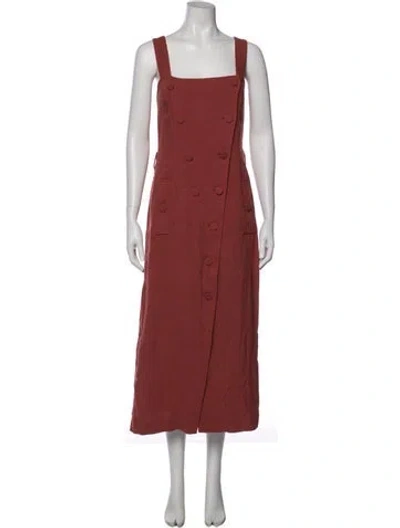 Pre-owned Altuzarra Square Neckline Long Dress W/ Tags In Red