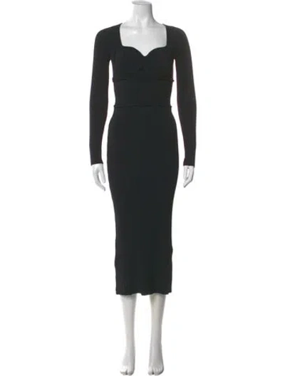 Pre-owned Altuzarra Square Neckline Midi Length Dress In Black