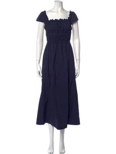 Pre-owned Altuzarra Square Neckline Midi Length Dress In Blue