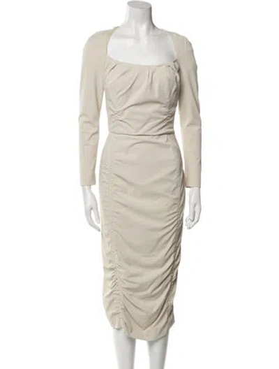Pre-owned Altuzarra Square Neckline Midi Length Dress In Brown