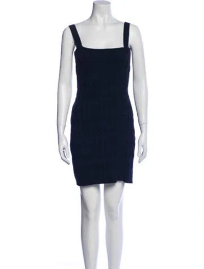 Pre-owned Altuzarra Square Neckline Mini Dress In Blue