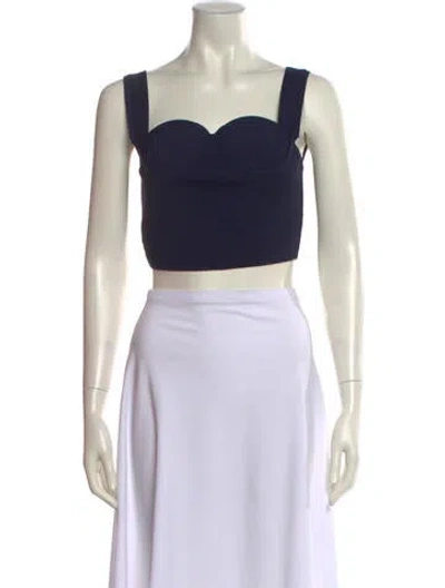 Pre-owned Altuzarra Square Neckline Sleeveless Crop Top In Blue