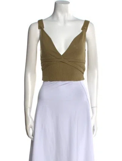 Pre-owned Altuzarra Square Neckline Sleeveless Crop Top In Green