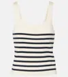 Altuzarra Stevie Striped Silk-cotton Knit Tank Top In Weiss