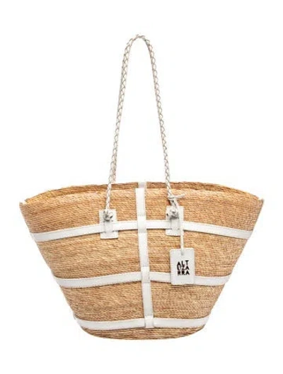 Pre-owned Altuzarra Straw Bucket Bag In White