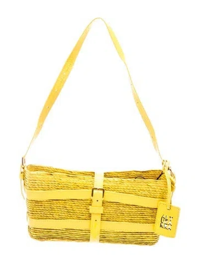Pre-owned Altuzarra Straw Shoulder Bag W/ Tags In Yellow