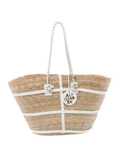 Pre-owned Altuzarra Straw Tote W/ Tags In Neutral