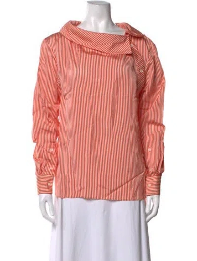 Pre-owned Altuzarra Striped Cowl Neck Blouse In Orange