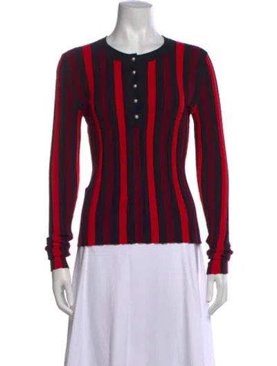 Pre-owned Altuzarra Striped Crew Neck Top In Burgundy