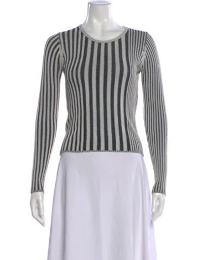 Pre-owned Altuzarra Striped Crew Neck Top In White