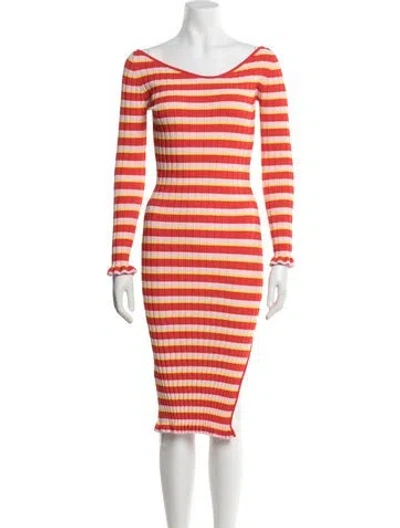 Pre-owned Altuzarra Striped Knee-length Dress In Pink/red