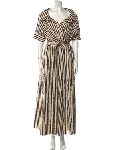 Pre-owned Altuzarra Striped Long Dress In Neutral