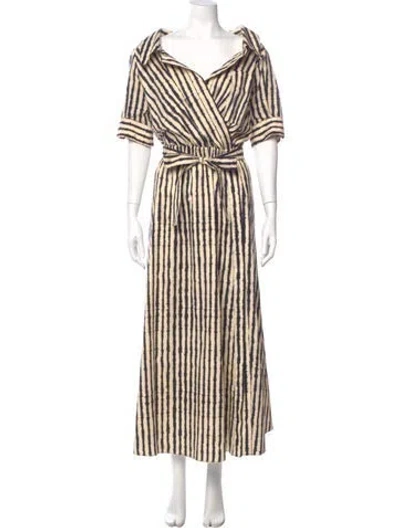 Pre-owned Altuzarra Striped Long Dress In Neutrals