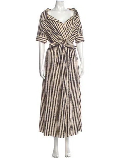 Pre-owned Altuzarra Striped Long Dress W/ Tags In Neutral