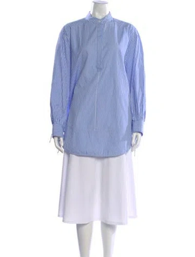Pre-owned Altuzarra Striped Long Sleeve Blouse In Blue
