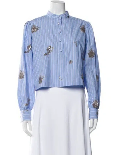 Pre-owned Altuzarra Striped Long Sleeve Blouse In Multi