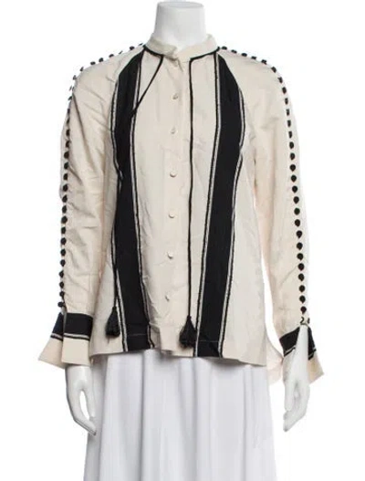 Pre-owned Altuzarra Striped Long Sleeve Blouse In Neutral