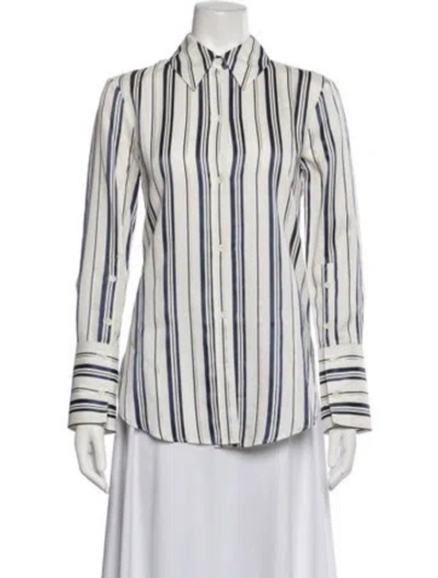 Pre-owned Altuzarra Striped Long Sleeve Button-up Top In White