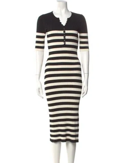 Pre-owned Altuzarra Striped Midi Length Dress In Black