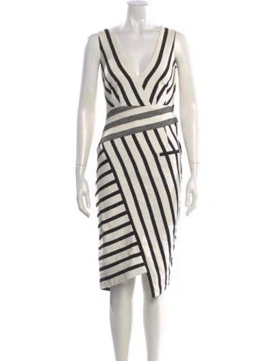 Pre-owned Altuzarra Striped Midi Length Dress In Black