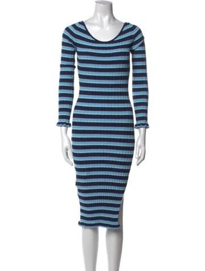 Pre-owned Altuzarra Striped Midi Length Dress In Blue