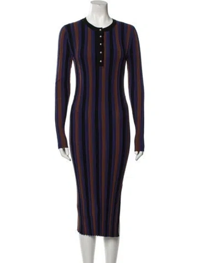 Pre-owned Altuzarra Striped Midi Length Dress In Blue