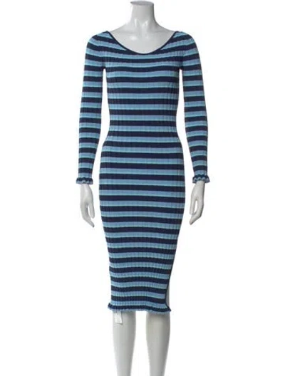 Pre-owned Altuzarra Striped Midi Length Dress In Blue