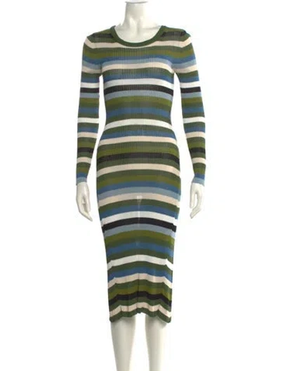 Pre-owned Altuzarra Striped Midi Length Dress In Green