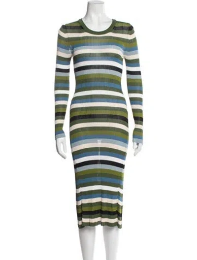 Pre-owned Altuzarra Striped Midi Length Dress In Green
