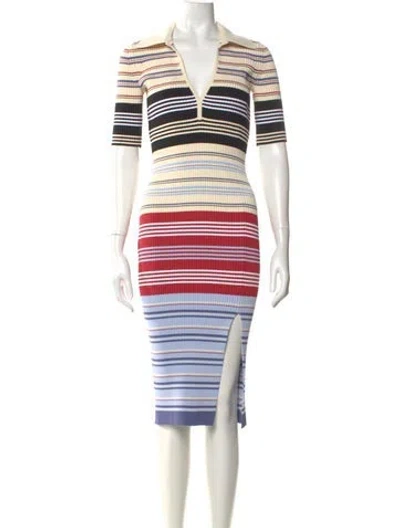 Pre-owned Altuzarra Striped Midi Length Dress In Neutral