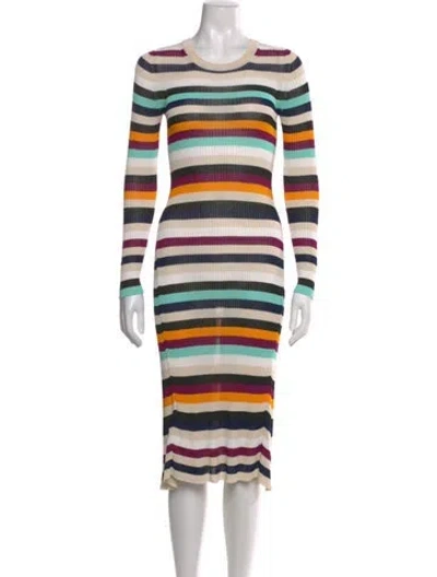 Pre-owned Altuzarra Striped Midi Length Dress In Neutral