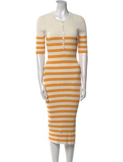 Pre-owned Altuzarra Striped Midi Length Dress In Orange