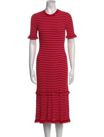 Pre-owned Altuzarra Striped Midi Length Dress W/ Tags In Red