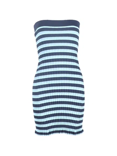 Pre-owned Altuzarra Striped-pattern Strapless Mini Dress In Blue