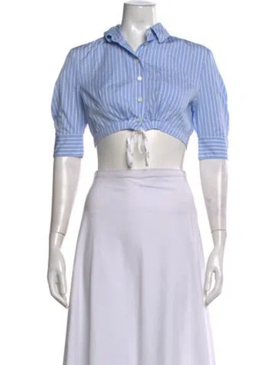 Pre-owned Altuzarra Striped Short Sleeve Crop Top In Multi