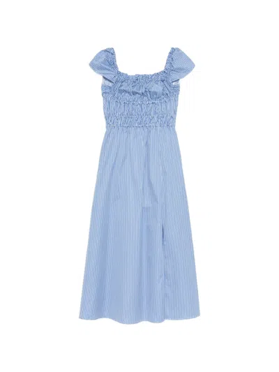 Altuzarra Striped Smocked Dress In Blue