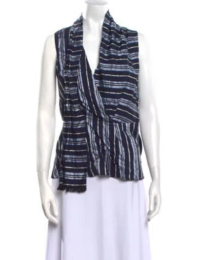 Pre-owned Altuzarra Striped V-neck Blouse In Blue