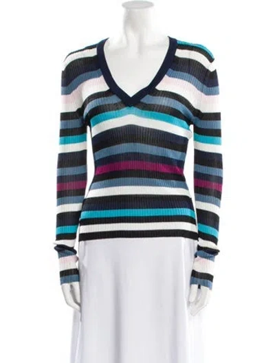 Pre-owned Altuzarra Striped V-neck Sweater In Blue