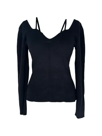 Pre-owned Altuzarra Sweetheart Neckline Shoulder-strap Sweater In Black