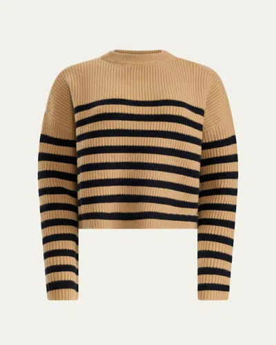 Altuzarra Tate Striped Wool-cashmere Crewneck Sweater In Brown