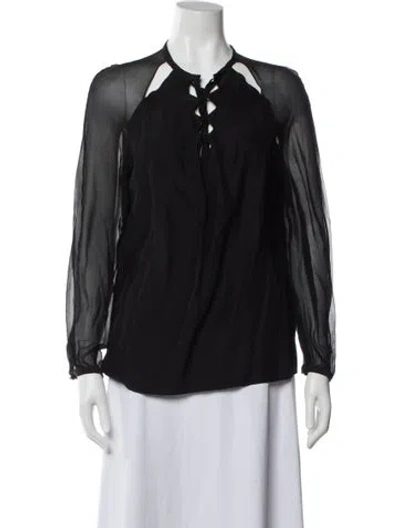 Pre-owned Altuzarra Tie Neck Long Sleeve Blouse In Black