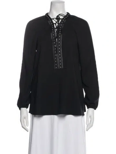 Pre-owned Altuzarra Tie Neck Long Sleeve Blouse In Blue