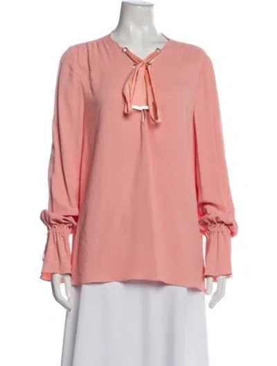 Pre-owned Altuzarra Tie Neck Long Sleeve Blouse In Pink