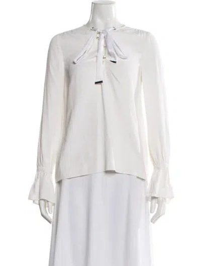 Pre-owned Altuzarra Tie Neck Long Sleeve Blouse In White