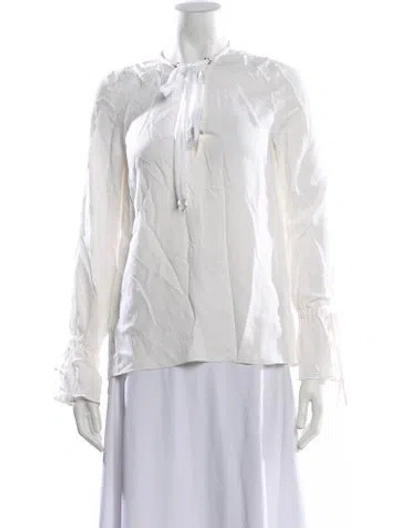 Pre-owned Altuzarra Tie Neck Long Sleeve Blouse In White